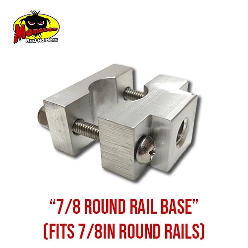 MRH Product Round Rail Base 7_8 – 12 7/8-Inch Round Rail Rod Holder Base product photo for 7/8 in round boat rails