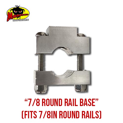 MRH Product Round Rail Base 7_8 – 2 7/8-Inch Round Rail Rod Holder Base product photo for 7/8 in round boat rails