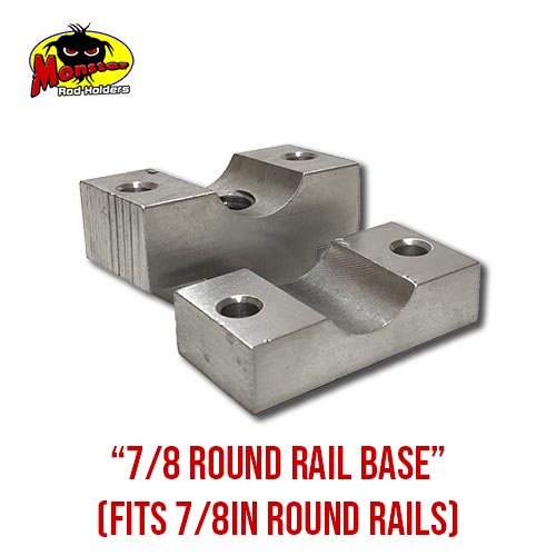 MRH Product Round Rail Base 7_8 – 3 7/8-Inch Round Rail Rod Holder Base product photo for 7/8 in round boat rails