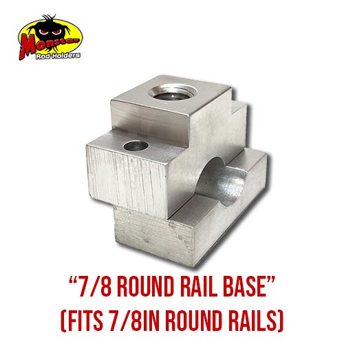MRH Product Round Rail Base 7_8 – 5 7/8-Inch Round Rail Rod Holder Base product photo for 7/8 in round boat rails