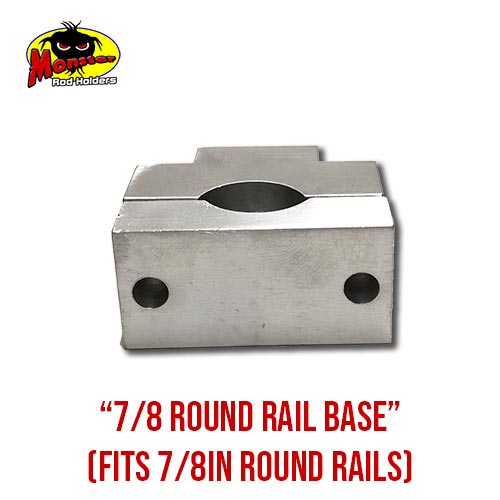 MRH Product Round Rail Base 7_8 – 6 7/8-Inch Round Rail Rod Holder Base product photo for 7/8 in round boat rails