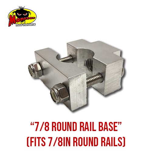 MRH Product Round Rail Base 7_8 – 7 7/8-Inch Round Rail Rod Holder Base product photo for 7/8 in round boat rails