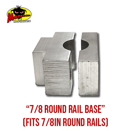 MRH Product Round Rail Base 7_8 – 8 7/8-Inch Round Rail Rod Holder Base product photo for 7/8 in round boat rails