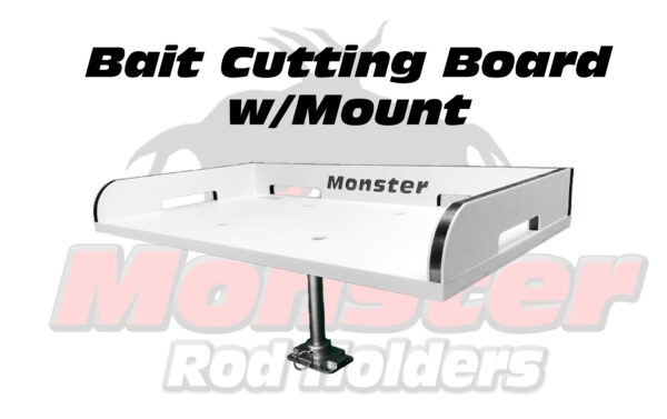 Bait Board w Mount1 Bait Cutting Board with Rod Holder Mount product photo for boats, pontoons, racks, kayaks, and custom fishing setups