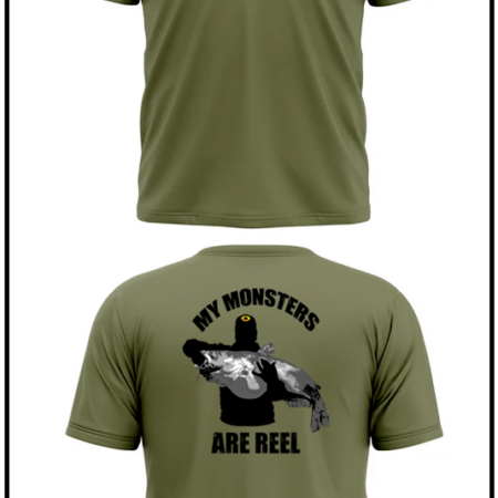 MY MONSTERS ARE REEL Monster Rod Holder T-Shirt - Image 4