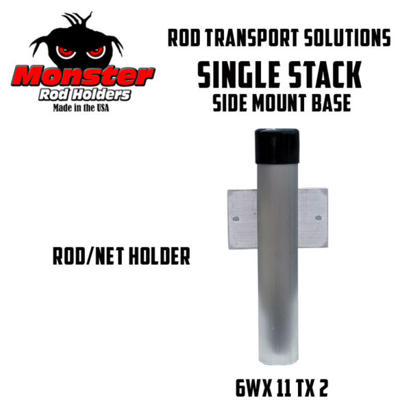single-stack-rod-net-holder-side--mount-base Landing Net Caddy for Catfish Nets product photo for boats, pontoons, racks, kayaks, and custom fishing setups